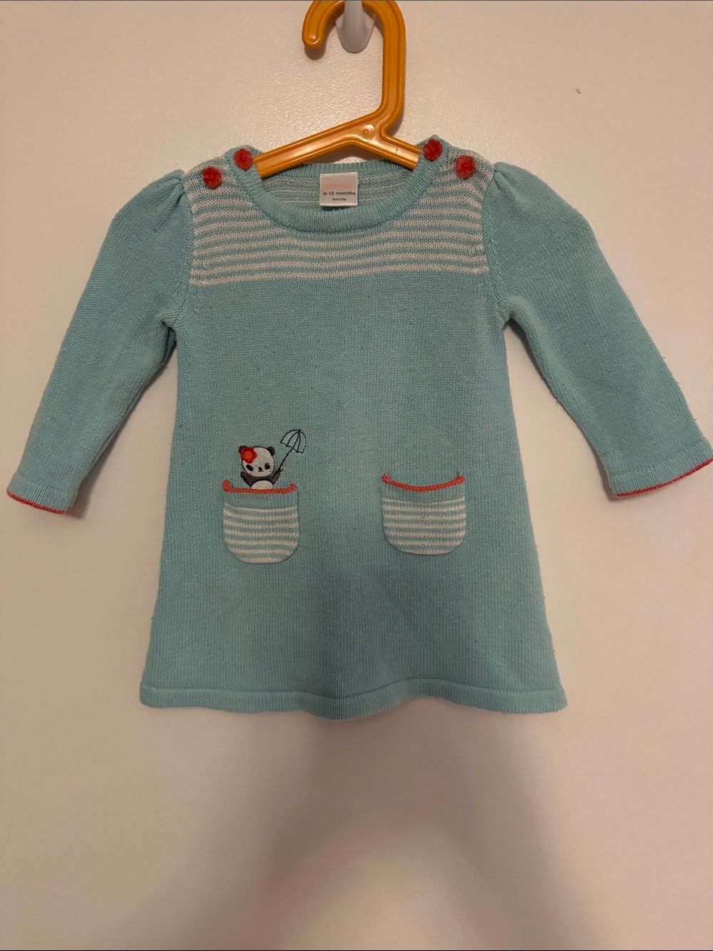 Gymboree Light Blue Knit Dress with Red Accents